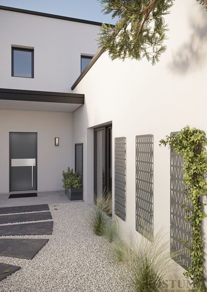 habillage façade aluminium avec décor 