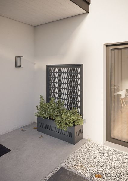 habillage de jardinière aluminium avec décor 